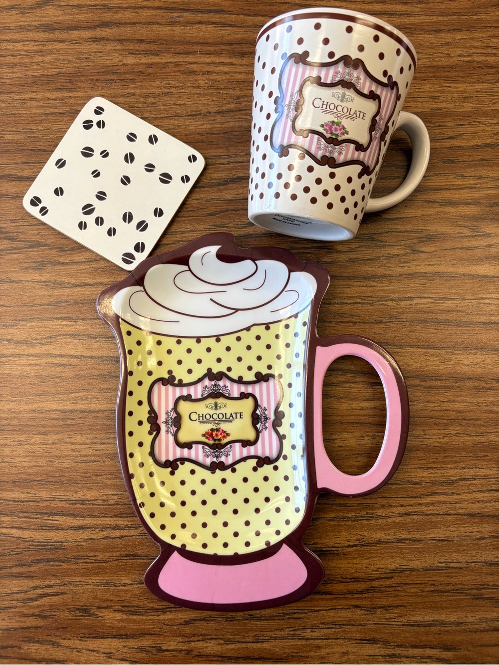 Whimsical 🍫 Mug & Plate and Coaster Set ☕️